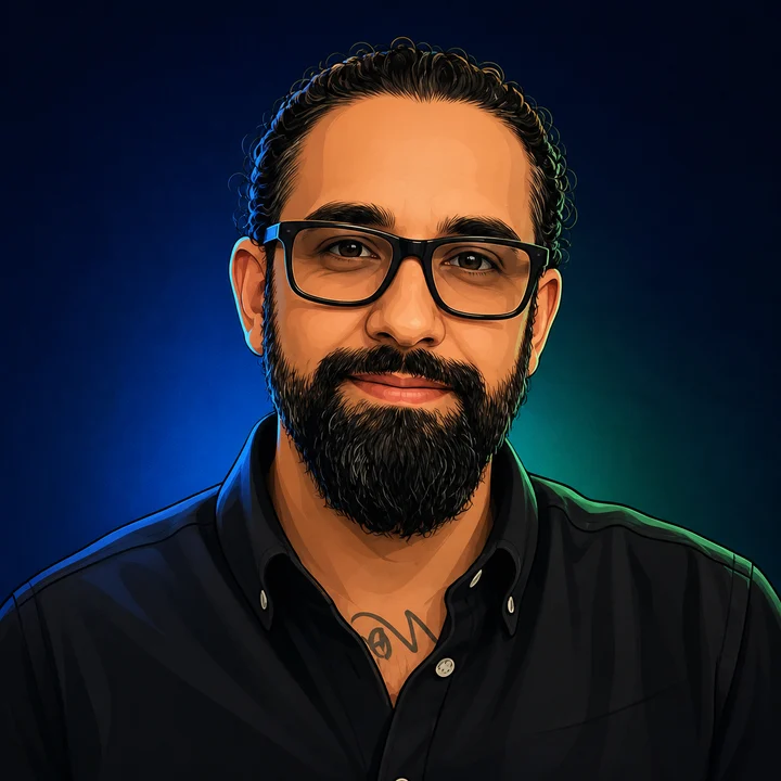 Illustrated portrait of Ryan Flores, TECOBI co-founder and Chief Technology Officer