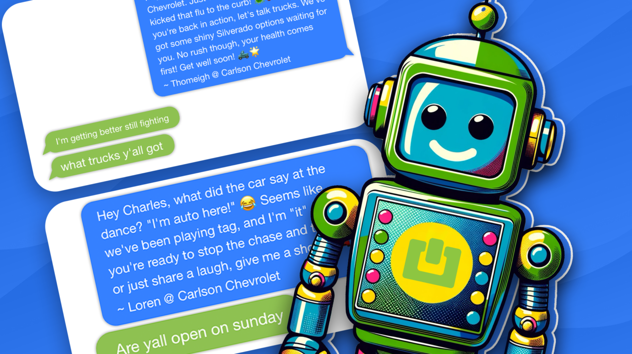 a cartoon robot with text