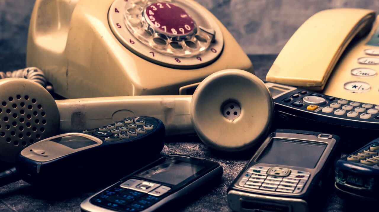 a group of old phones