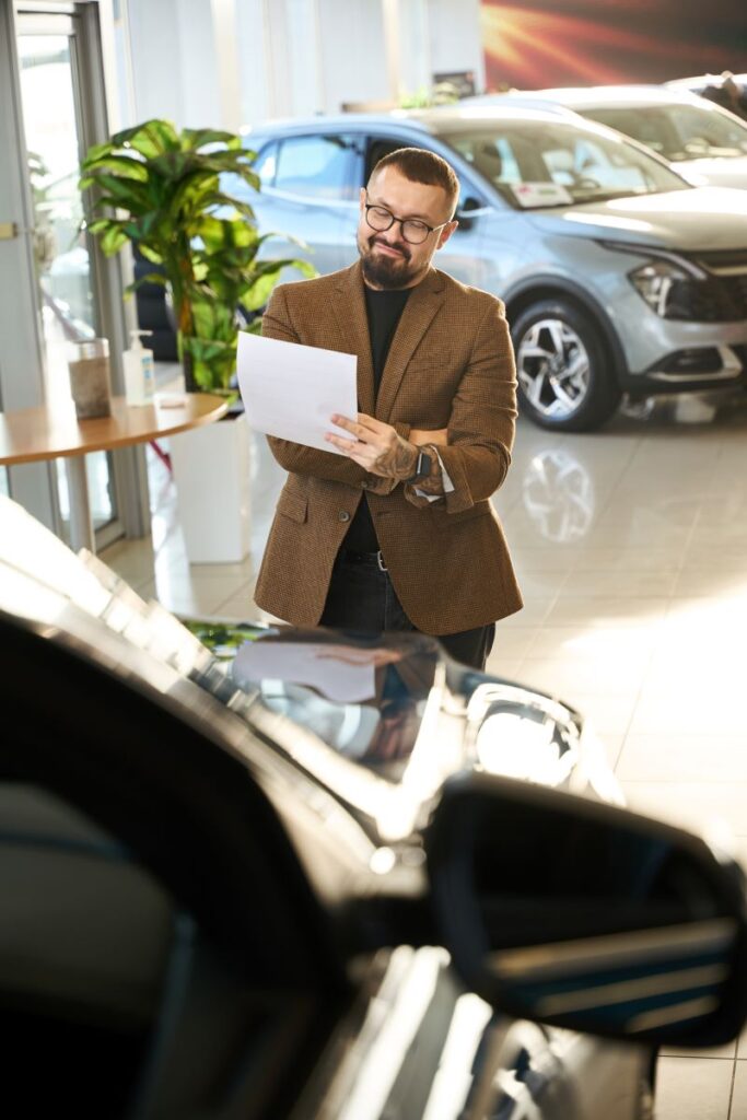 Dealership Owner Reading A Contract