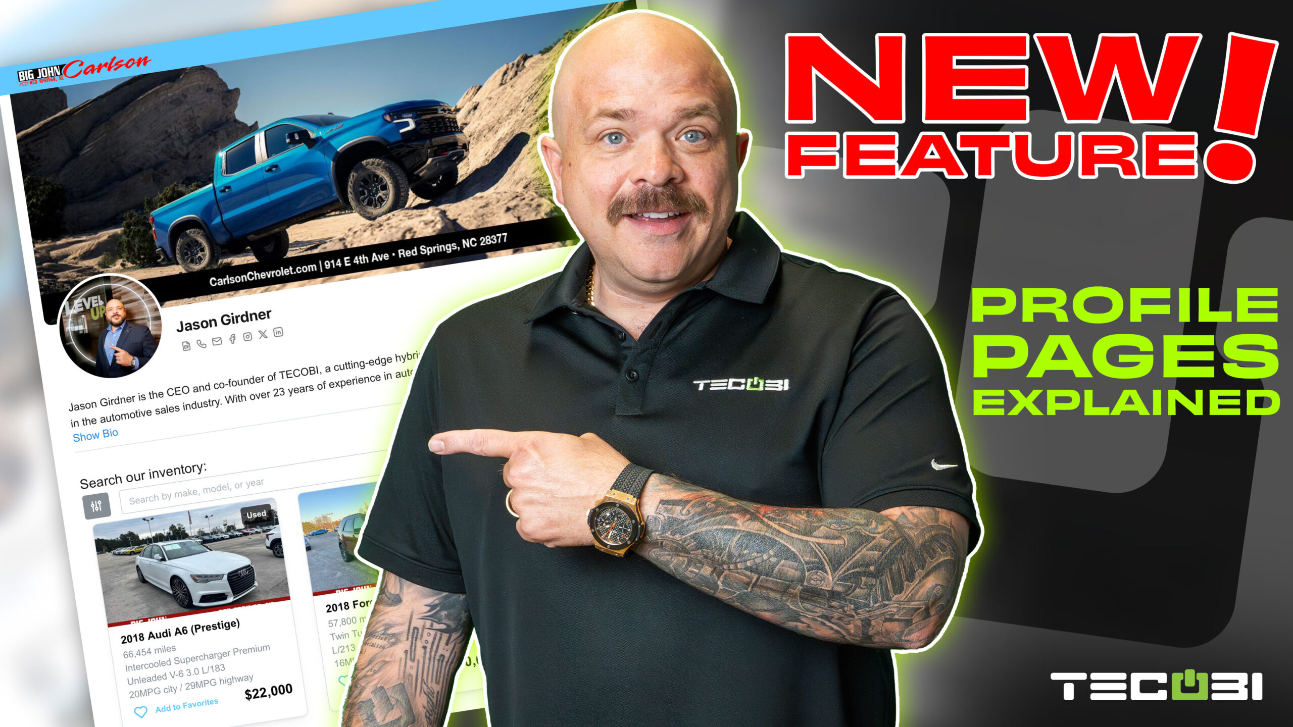 Tecobi New Feature Alert For Profile Pages.