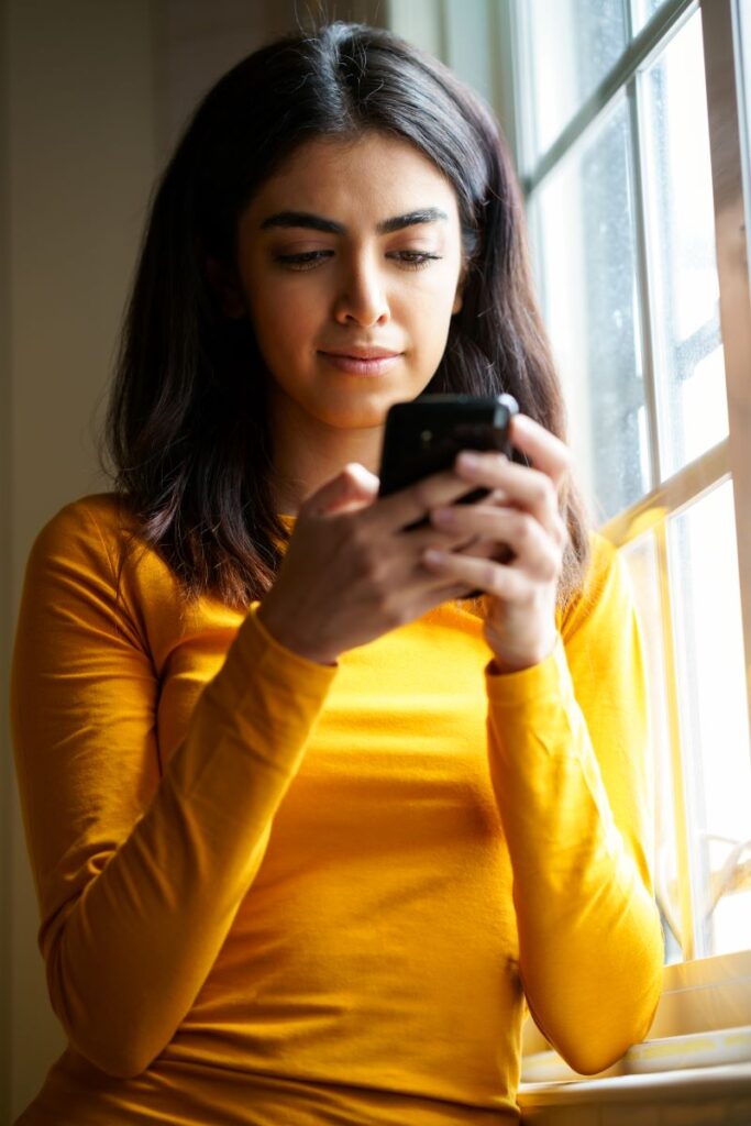 Woman Reading Sms